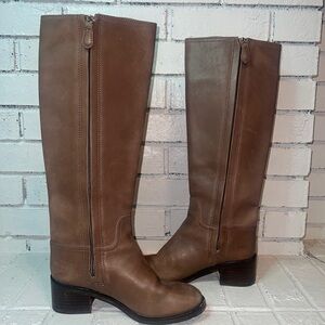 Tory Burch Fulton leather knee high brown heeled boots size 5.5